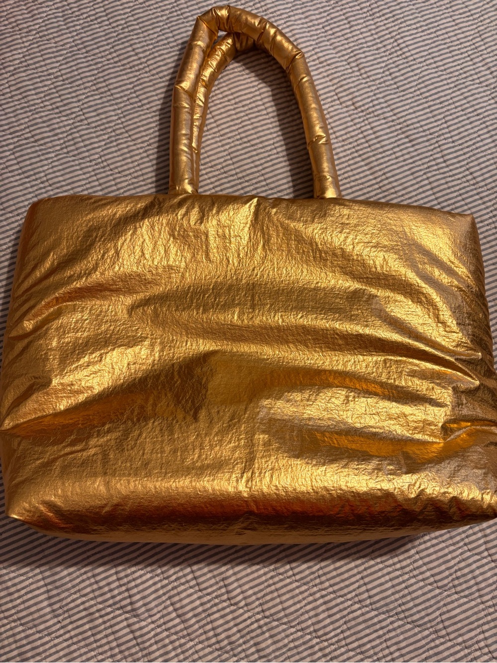 KIKA VARGAS Metallic Gold Tote Bag - Stylish Women's Handbag